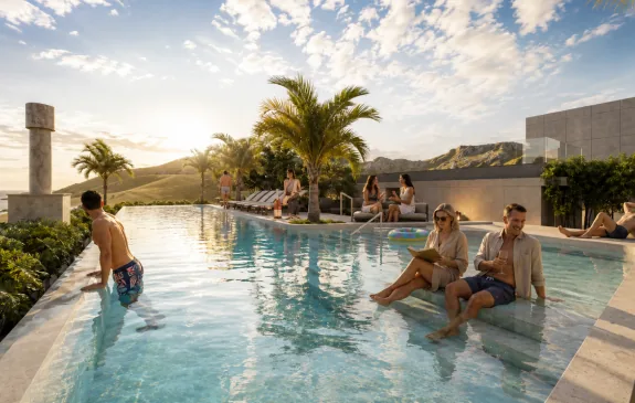 Piscina adulto, piscina infantil e prainha
