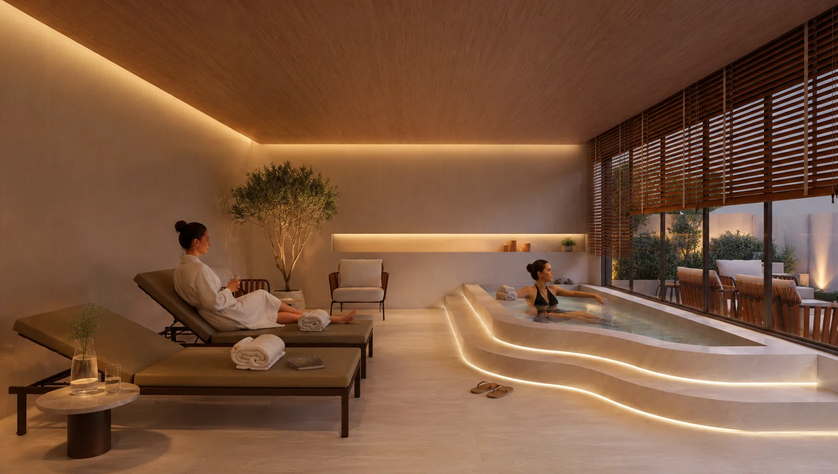 Spa com piscina aquecida